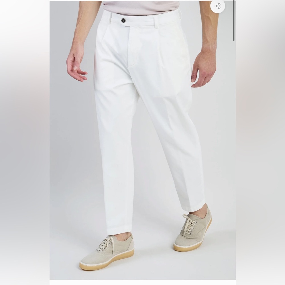 NWOT Eleventy Men’s White Cotton Trousers Size 38